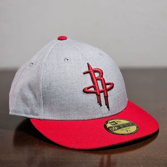 New Era Houston Rockets Hat Low Crown Grey Red Fitted 7 1/4 NBA Cap 59Fifty - Picture 4 of 13